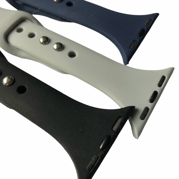 NEW 3 SLiM Silicone Sport Band Bundle Apple Watch 38/40/41mm M Black Gray Blue - Picture 2 of 7